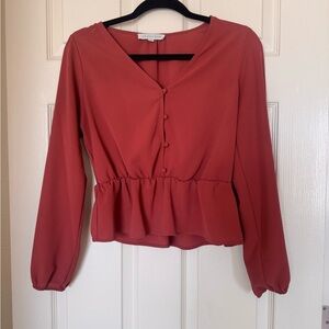 Women's Rust Color Peplum Top